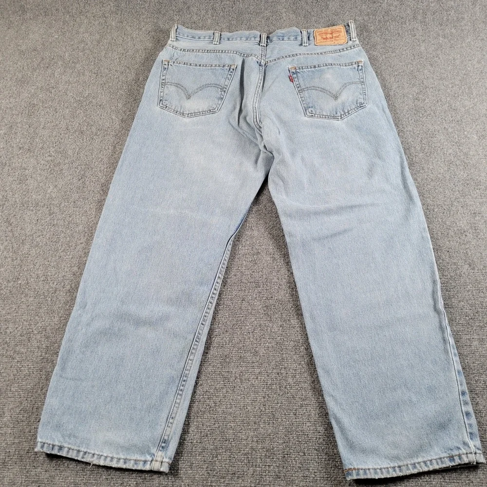 Levis 550 Jeans Mens (Label 38x36) Relaxed Fit Tapered Hipster Black Batwing Tag - Picture 2 of 10